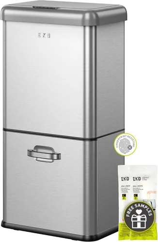 Vista 13 de EKO Nova - Papelera con sensor, 21 galones/80 litros, acero inoxidable, rectangular, sin contacto, con sensor de movimiento, negro mate