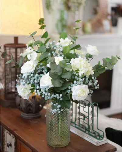 Vista 3 de FiveSeasonStuff 6 tallos de 27 '' Glacier Blue Baby Breath Artificial Gypsophila Flowers Long Stems