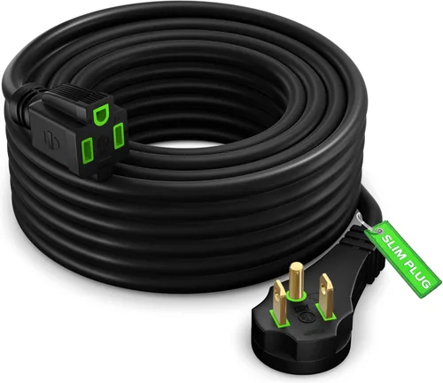 Vista 19 de Maximm Cable de extensión de enchufe plano de 1 pie con diseño de enchufe delgado que ahorra espacio, cable de extensión de perfil bajo 16AWG (negro)