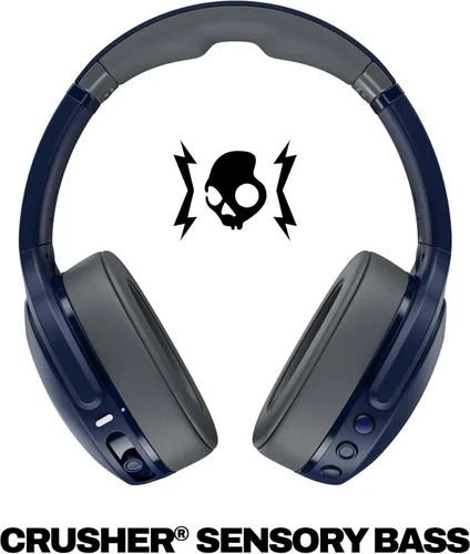 Vista 3 de Skullcandy Crusher Evo - Auriculares inalámbricos Bluetooth azul/gris, graves multisensoriales, 40 horas inalámbricos, aislamiento de ruido