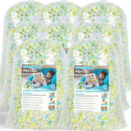 Vista 15 de Jecqbor Relleno de espuma viscoelástica triturada de 5 libras para puf, relleno de puf de alta densidad, relleno de espuma viscoelástica de alta