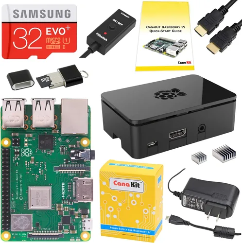 CanaKit Raspberry Pi 3 B+ (B Plus) Kit de arranque (32 GB EVO+ Edition, Premium Black Case)