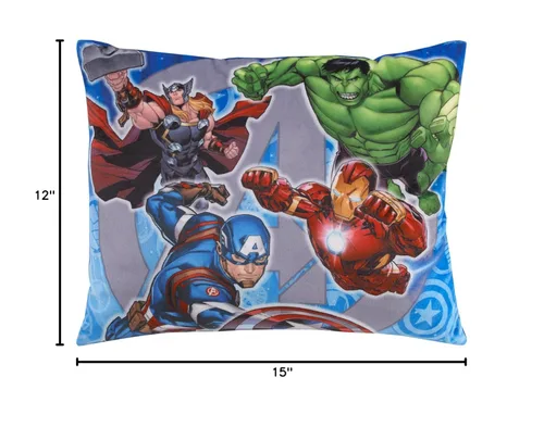 Vista 6 de Marvel The Avengers I Am A Hero - Almohada decorativa azul, verde y roja