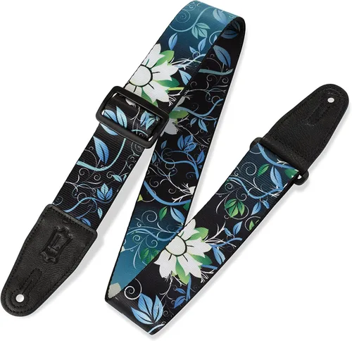 Vista 15 de Levy's Leathers - Correa para guitarra de poliéster de 2 pulgadas de ancho con extremos de cuero genuino; motivo de peces koi (MPD2-016)