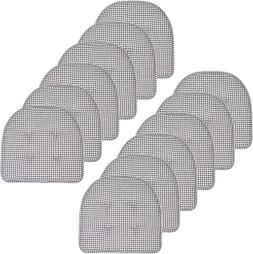 Vista 79 de Sweet Home Collection - Cojín de asiento de espuma viscoelástica y respaldo de caucho antideslizante con capitoné para silla, cojín en U, 17x16 Gris