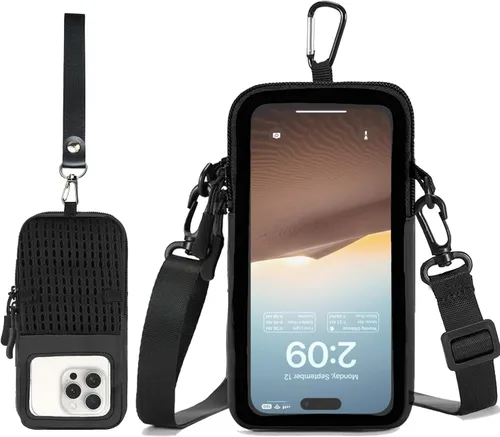 Vista 8 de Prime Comfort Funda para teléfono celular con correa cruzada ajustable, cordón para el cuello y correa para la muñeca, soporte para teléfono celular