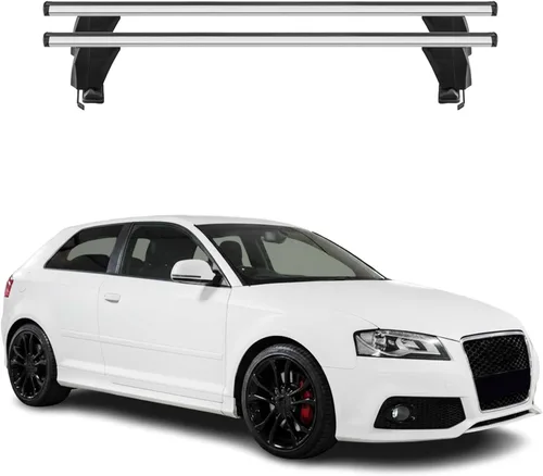 Vista 11 de OMAC Portaequipajes de techo liso barras transversales portador para Audi A3 Hatchback 2006-2013 negro 2 piezas