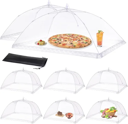 Vista 10 de Anpro Cubiertas de alimentos para exteriores (2 extra grandes con poliéster), tiendas de campaña de malla emergentes, redes plegables reutilizables