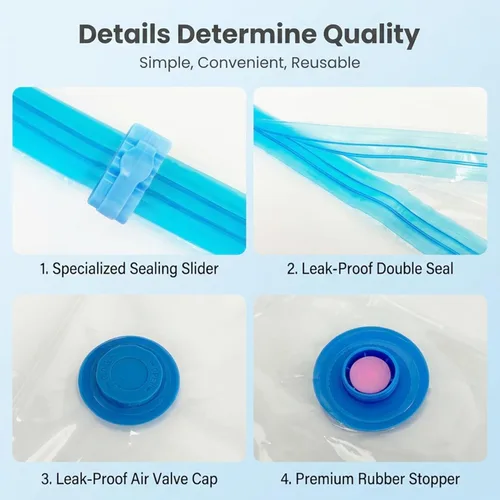 Vista 4 de Vaccum Storage Bags 8 Pack Vacuum Storage Bags, 80x100cm Clear Vacuum Seal for Clothing, Bedding & Travel, Space Saving Bag with Hand Pump