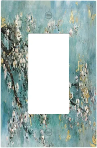 Vista 95 de Pintura al óleo de flores abstractas de 1 cuadrilla de interruptor de luz dúplex individual cubierta de salida placa de pared decorativa Placa