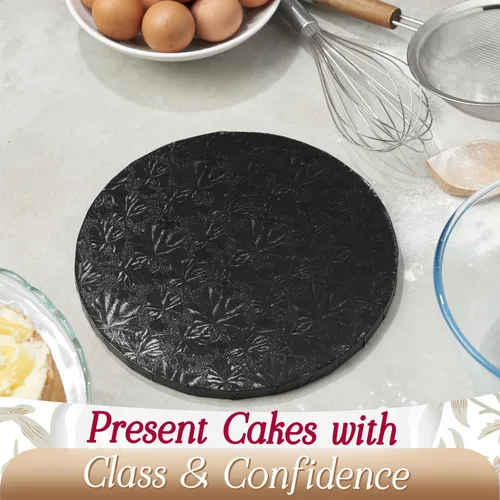 Vista 4 de Cakebon Tablas redondas para tartas – Tambores resistentes de 1/2 pulgada de grosor – Base profesional de 8 pulgadas para bordes completamente