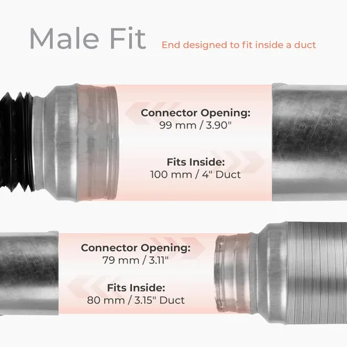 Vista 3 de Reductor de conducto redondo de 4 a 3 pulgadas - Aumento de tubería de acero galvanizado de ajuste masculino - Acoplamiento para sistemas