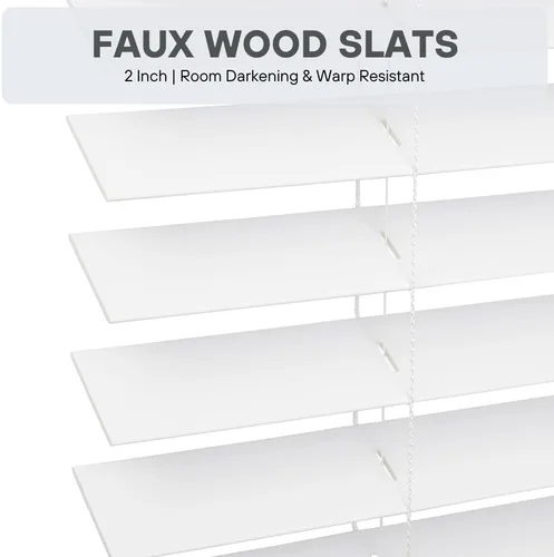 Vista 7 de Lotus & Windoware Persiana de madera sintética de 2 pulgadas de ancho x 72 pulgadas de largo, sin cables, persianas para ventanas