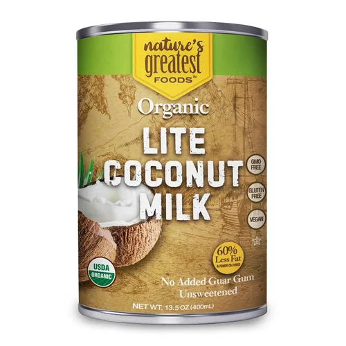 Vista 9 de Nature's Greatest Foods Leche de coco orgánica, 13.5 onzas, sin goma guar, sin conservantes, sin gluten, vegana y kosher, 17-19% de grasa de leche