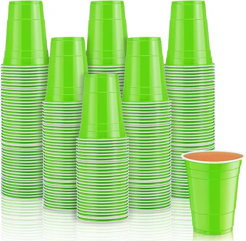 Vista 13 de Lounsweer 100 vasos desechables de 16 onzas para fiesta, de plástico, resistentes, para graduación, baby shower, boda, barbacoa, cumpleaños, picnic