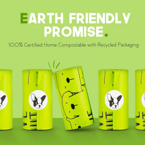 Vista 4 de Bolsas compostables para excremento de perro certificadas al 100% para el hogar - 10% para caridad - Cumple con ASTM D6400 y EN 13432 - 120 bolsas