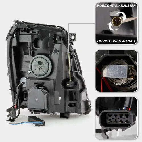 Vista 3 de ACANII - Para [modelo HID/Xenón] 2007-2014 Cadillac Escalade Negro Carcasa Ahumada LED Tubo DRL Proyector Par de Faros
