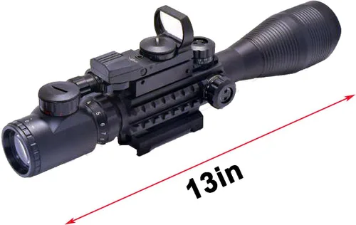 Vista 7 de Rifle Optics Red Dot Laser 4-12x50 Illuminated Scope Combo with 4 Reticle Red Green Reflex Sight, Green Dot Laser Sight