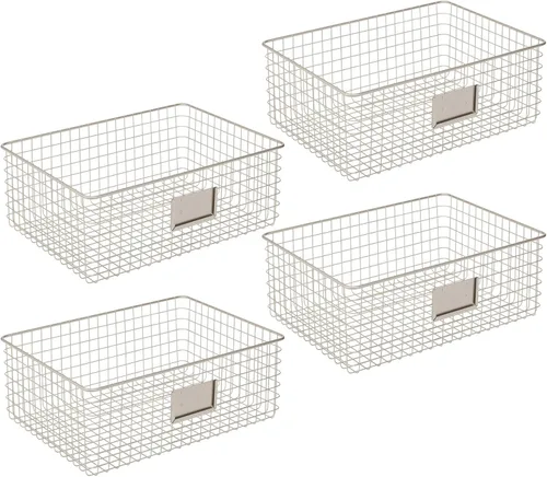 Vista 9 de mDesign - Canasta de rejilla de metal para organizar y almacenar alimentos, paquete de 4