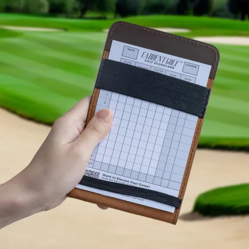 Vista 3 de Yardage - Funda para libro y soporte de cuero para tarjetas de puntuación de golf, soporte para tarjetas de golf en cuero de grano superior, soporte