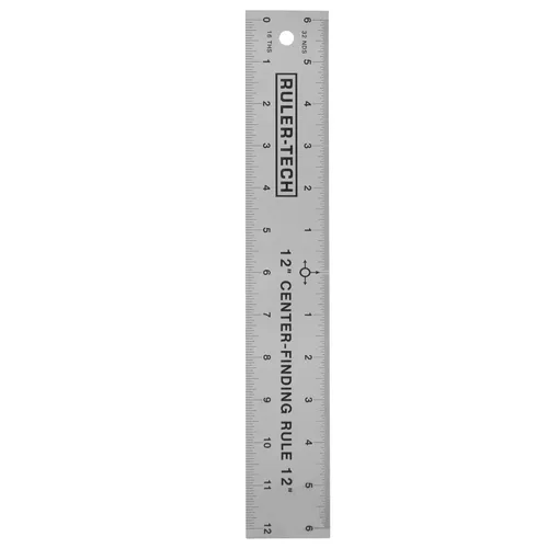 Regla de búsqueda central de acero inoxidable. Ideal para carpintería, trabajo en metal, construcción y alrededor del hogar (regla de 12 pulgadas)