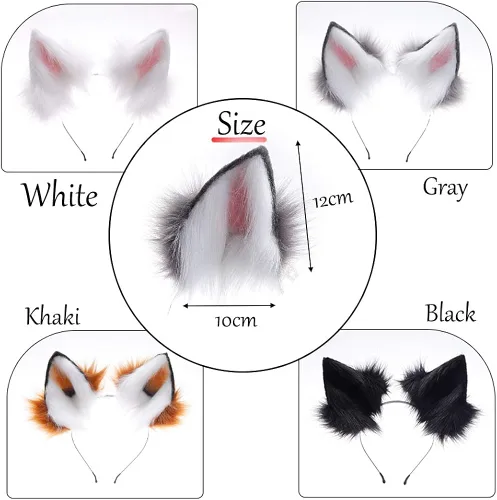 Vista 4 de Disfraz de gato zorro orejas largas de pelo de animal disfraz de anime de Halloween cosplay