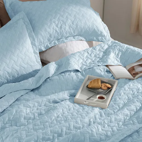 Vista 20 de Bedsure Colchas de tamaño Queen – Colchas ligeras tamaño Queen con patrón de tejido de canasta, ropa de cama suave, edredón de rosa polvorienta