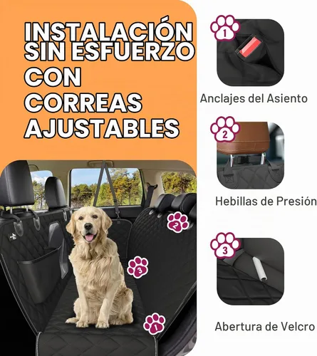 Vista 4 de Active Pets - Funda de asiento trasero para perros, hamaca XL para perro con ventana de malla, antideslizante, impermeable, protector de asiento