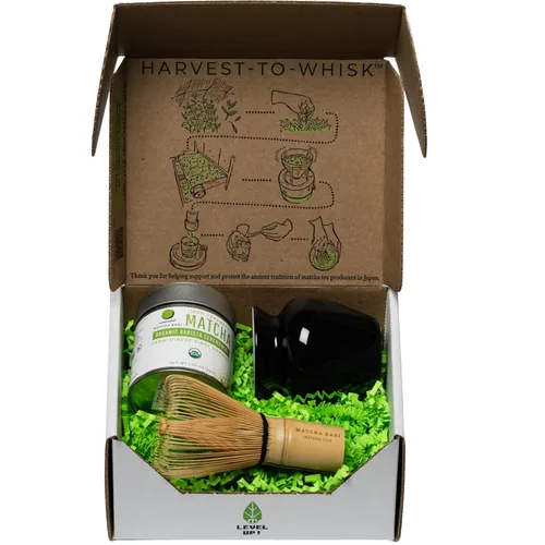 Vista 6 de Matcha Kari Sticks + Mini Set Bundle - 6 palitos de Matcha y lata orgánica ceremonial de 1.06 oz, batidor con soporte