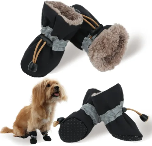 Botas de nieve para perros, zapatos de invierno para cachorros y perros pequeños y medianos, botas y protectores de patas con suela antideslizante y