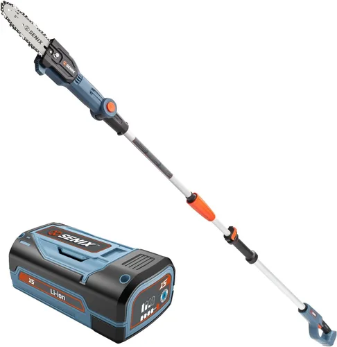 Vista 9 de SENIX Sierra de poste eléctrica con cable 8A Barra de corte de 8 pulgadas y poste telescópico de alcance máximo de 14.8 pies, cortador de ramas