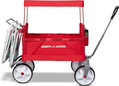 Vista 13 de Radio Flyer Beach & Boardwalk EZ Fold Wagon 3 en 1, para niños de 1.5 +, sombra UV, plegable plano con una sola mano, asientos 2 o convertidos