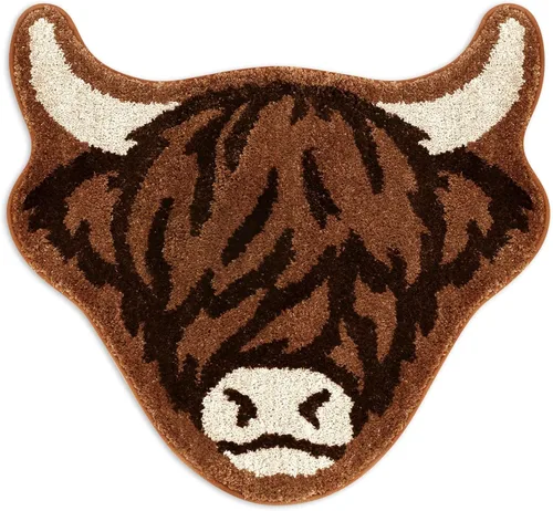 Vista 7 de Percozzi Highland - Alfombra de baño estilo occidental de vaca escocesa, de cuernos largos, de vaca, suave, estética, para dormitorio, casa rural