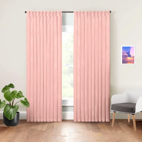 Vista 29 de Cortinas plisadas de triple pellizco para puertas y ventanas con gancho añadido (rosa bebé, 42 pulgadas de ancho por 45 pulgadas de largo, 1 panel)