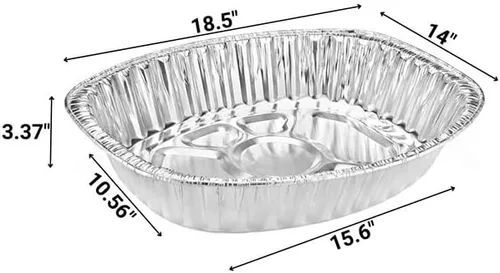 Vista 66 de Sartenes de aluminio extra grandes desechables y duraderos para pavos, forma ovalada para pollo, carne, pechuga, asado, horneado, reciclable junto