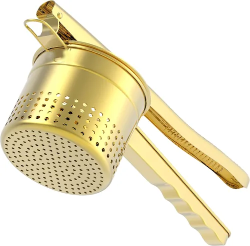 Vista 8 de GloTika Ricer de patatas grande de 15oz, triturador de patatas de acero inoxidable resistente con mango ergonómico, herramienta de cocina