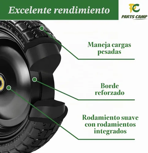 Vista 4 de Parts Camp para carritos Gorila Ruedas de 13 pulgadas, neumáticos de repuesto para carritos Gorila de 4.00-6, neumático y rueda sólidos sin