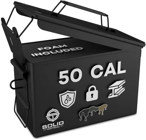 Vista 14 de Caja de almacenamiento de munición de metal con cerradura – Lata de munición de acero militar y del ejército para almacenamiento de municiones