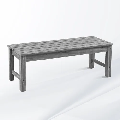 Vista 16 de Psilvam Banco Knight, Banco de dos plazas para exteriores de madera de poliéster para patio sin respaldo, banco de jardín resistente a la intemperie