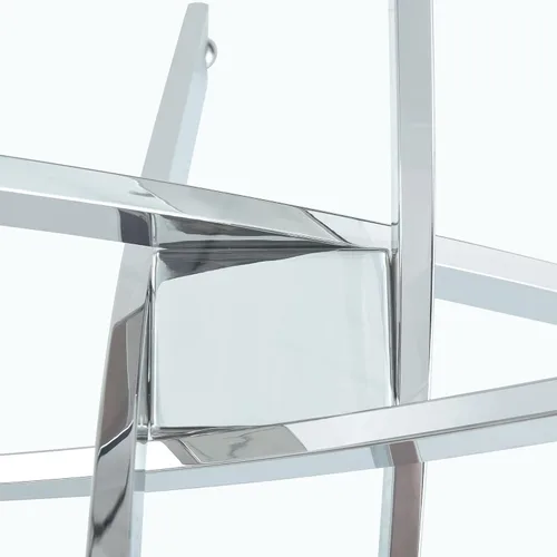 Vista 4 de Large Rectangular Glass Dining Table with 0.4" Tempered Glass Tabletop and Silver Metal Legs, for 4 6 People,for Kitchen Dining Living Meeting