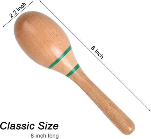 Vista 3 de 2 piezas de maracas de madera para niños y adultos, instrumento musical de maracas de madera