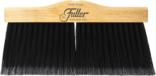 Vista 2 de Fuller Brush Escoba vertical de madera de arce de 12 pulgadas con mango roscado de acero negro de 2 piezas, para barrer áreas interiores