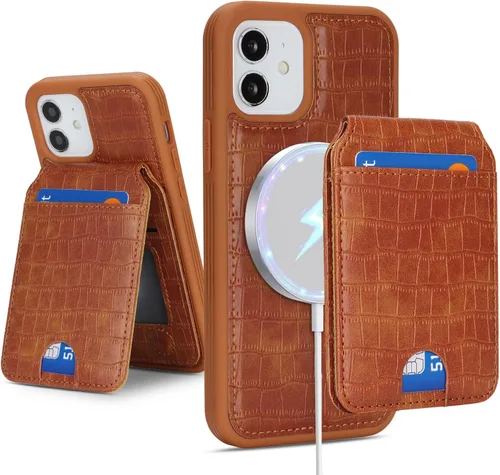 Vista 9 de Havaya Funda para iPhone 12 y iPhone 12 Pro, cartera compatible con magsaf 2 en 1, desmontable magnética con tarjetero y ranura trasera