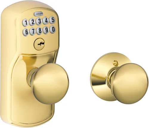 Vista 5 de Schlage FE575 CAM 716 ACC Camelot - Cerradura de teclado con palanca Accent, bloqueo automático, entrada electrónica sin llave, bronce envejecido