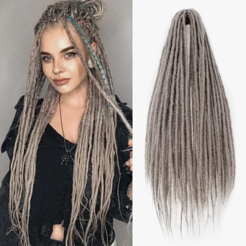 Vista 22 de 20 hebras de 24 pulgadas, extensiones de rastas color burdeos, rastas de cabello de ganchillo para mujer, hechas a mano, suaves, trenzas de cabello