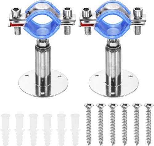 Vista 20 de HARFINGTON Juego de 2 soportes de montaje en pared para montaje en techo de acero inoxidable 304, abrazadera de soporte de tubo ajustable