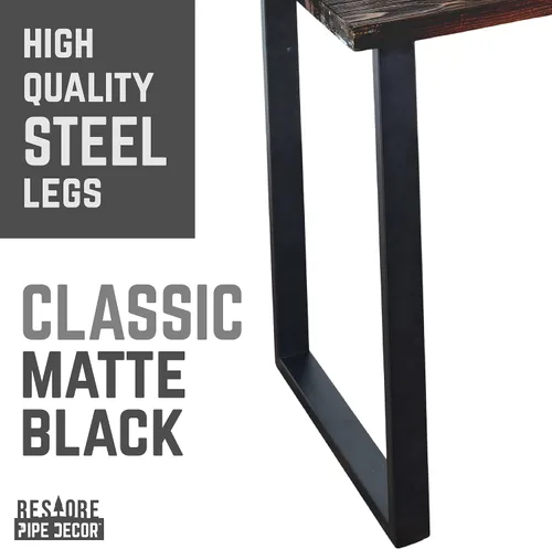 Vista 5 de PIPE DECOR Boulder - Kit de escritorio rústico de madera maciza negra de 48 pulgadas con (2) patas cuadradas de metal negro mate de 28 pulgadas