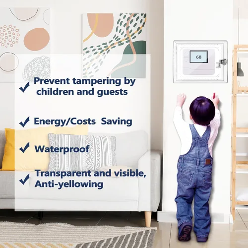 Vista 5 de Gedreew Cubierta grande para caja de termostato con llave, cubierta de termostato transparente con cerradura compatible con termostato Honeywell