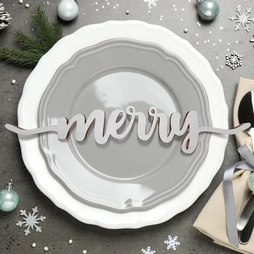 Vista 5 de 12 piezas de Navidad Thankful Blessed Merry Joyful Peace Family Recorte de madera rústico Thankful Plate Letrero de letras decoración de letra