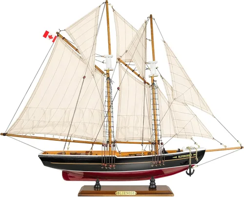 Vista 8 de SAILINGSTORY Velero de madera Modelo Barco Bluenose 1/110 escala réplica goleta velero decoración pequeña